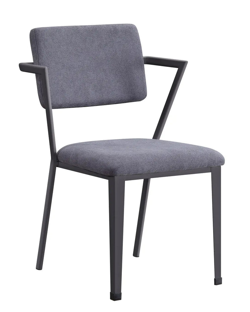 Set of Two Gray and Gunmetal Fabric Open Back Dining Side Chairs Homeroots Kitchen & Dining