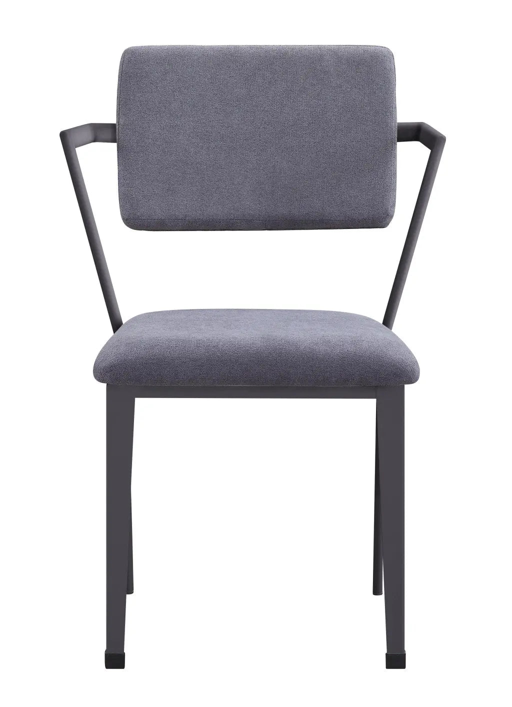 Set of Two Gray and Gunmetal Fabric Open Back Dining Side Chairs Homeroots Kitchen & Dining