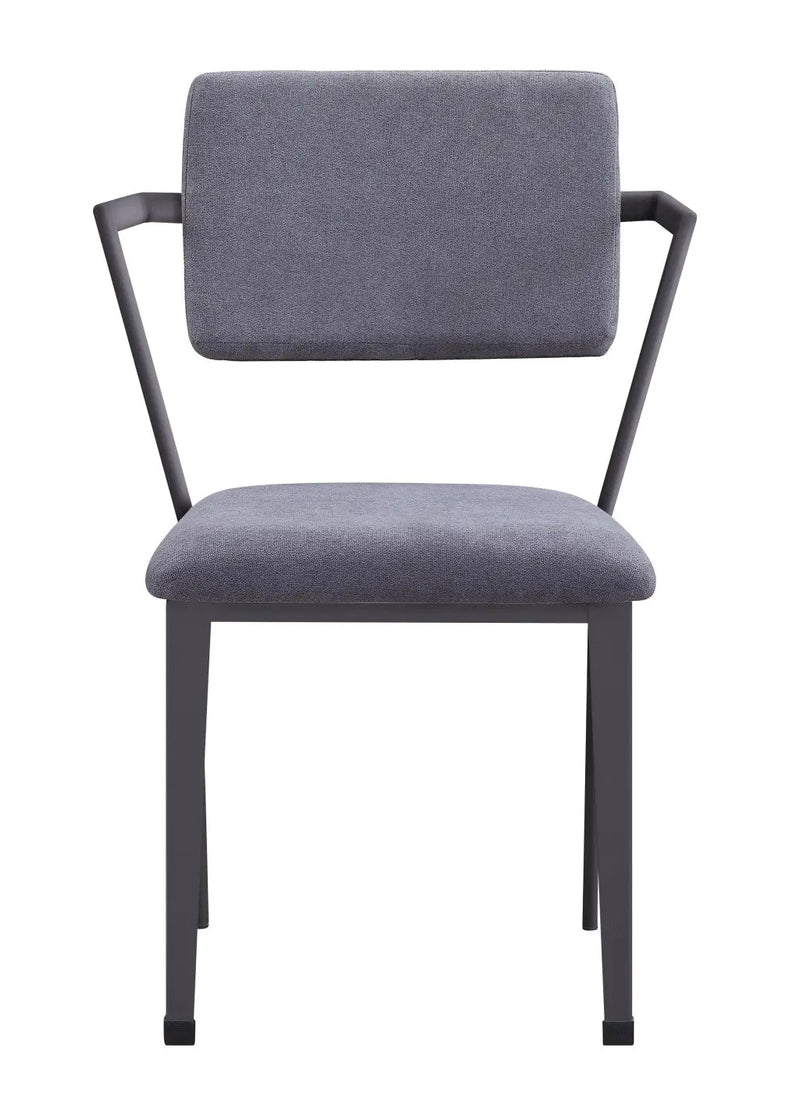 Set of Two Gray and Gunmetal Fabric Open Back Dining Side Chairs Homeroots Kitchen & Dining