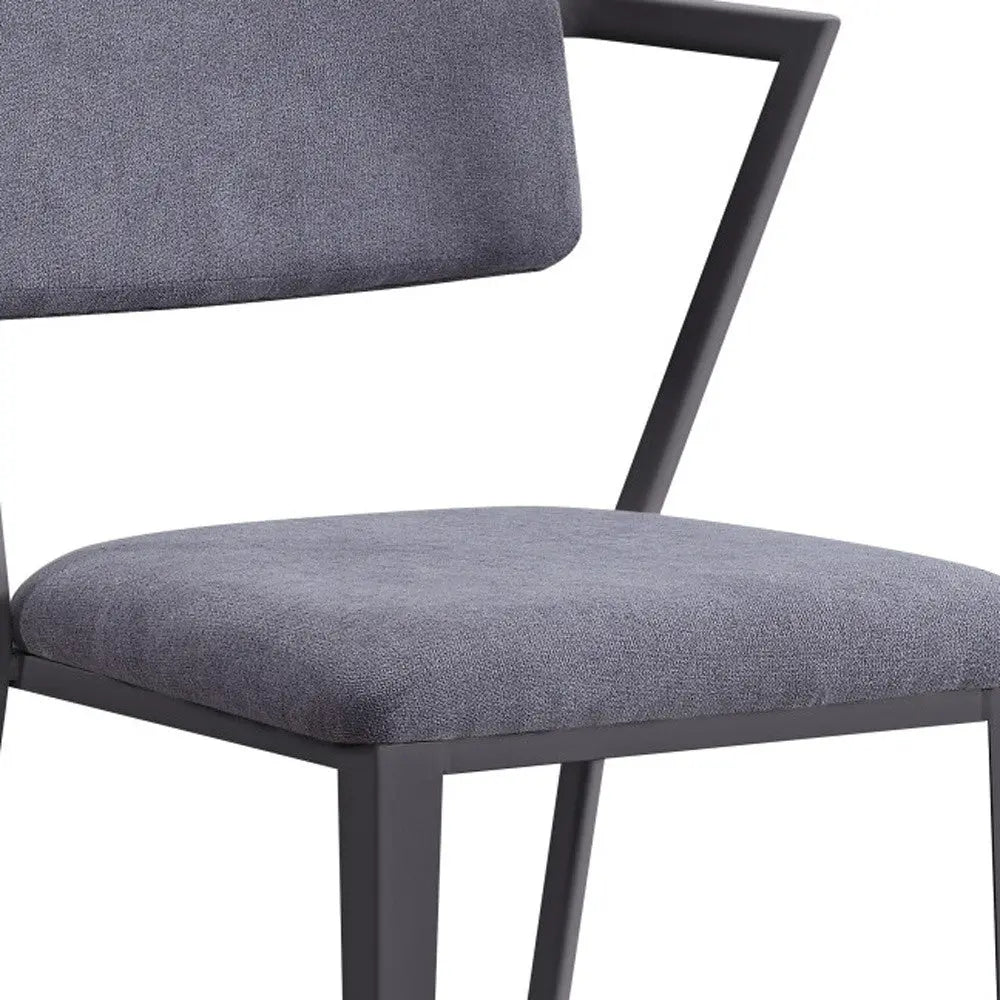 Set of Two Gray and Gunmetal Fabric Open Back Dining Side Chairs Homeroots Kitchen & Dining