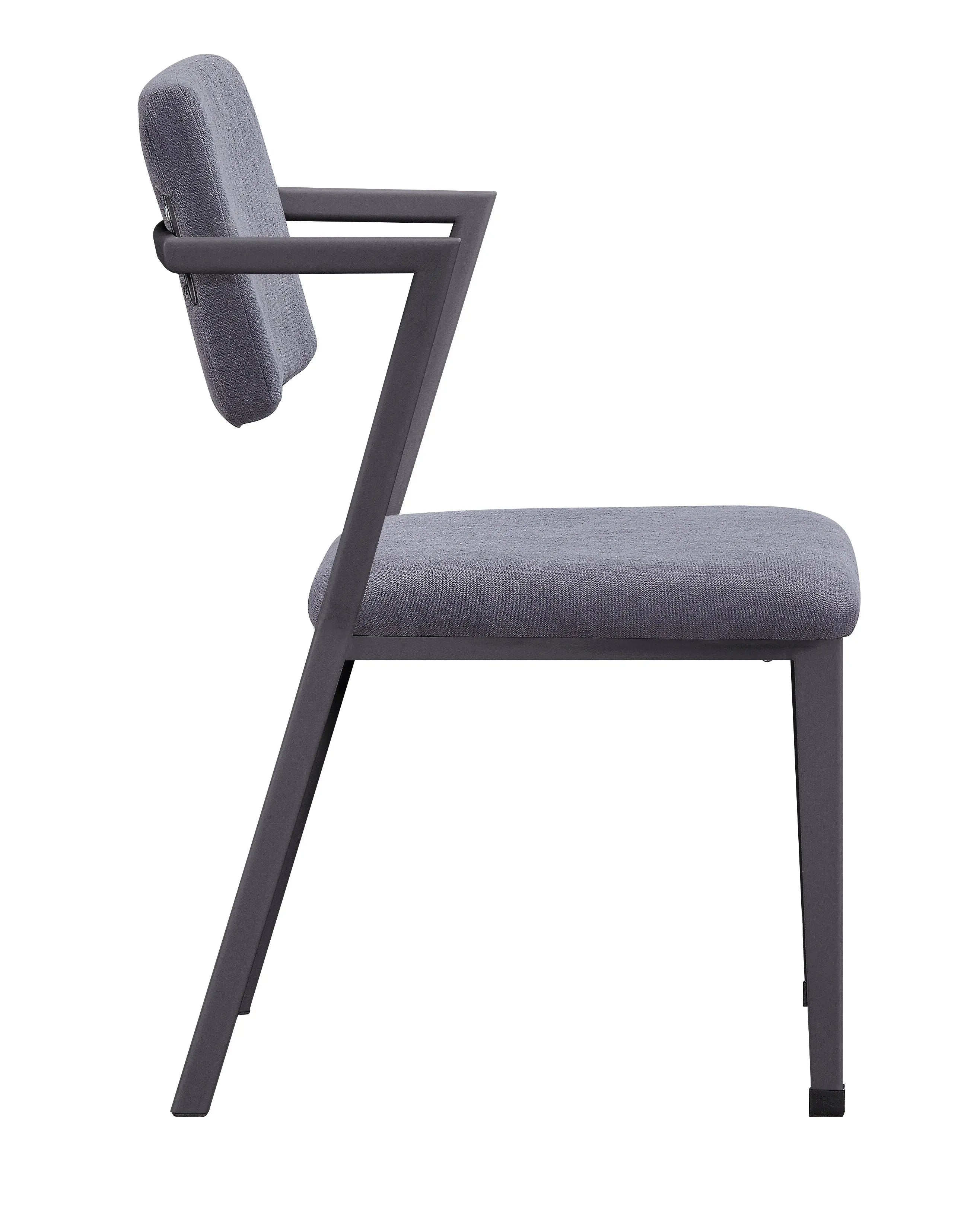 Set of Two Gray and Gunmetal Fabric Open Back Dining Side Chairs Homeroots Kitchen & Dining