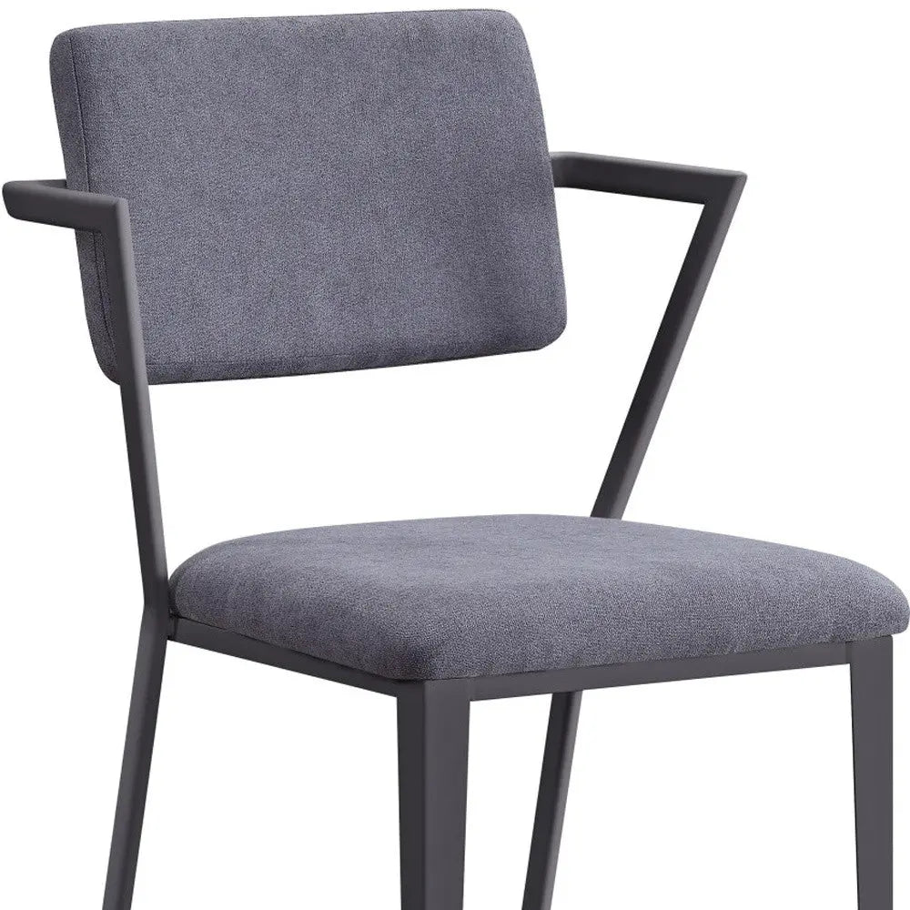 Set of Two Gray and Gunmetal Fabric Open Back Dining Side Chairs Homeroots Kitchen & Dining