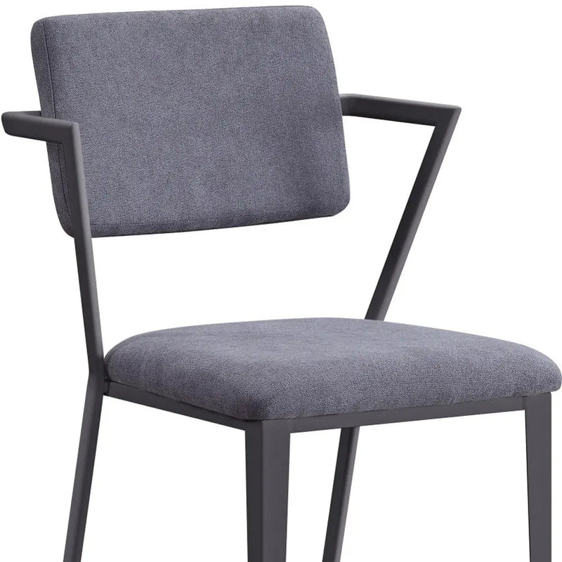 Set of Two Gray and Gunmetal Fabric Open Back Dining Side Chairs Homeroots Kitchen & Dining
