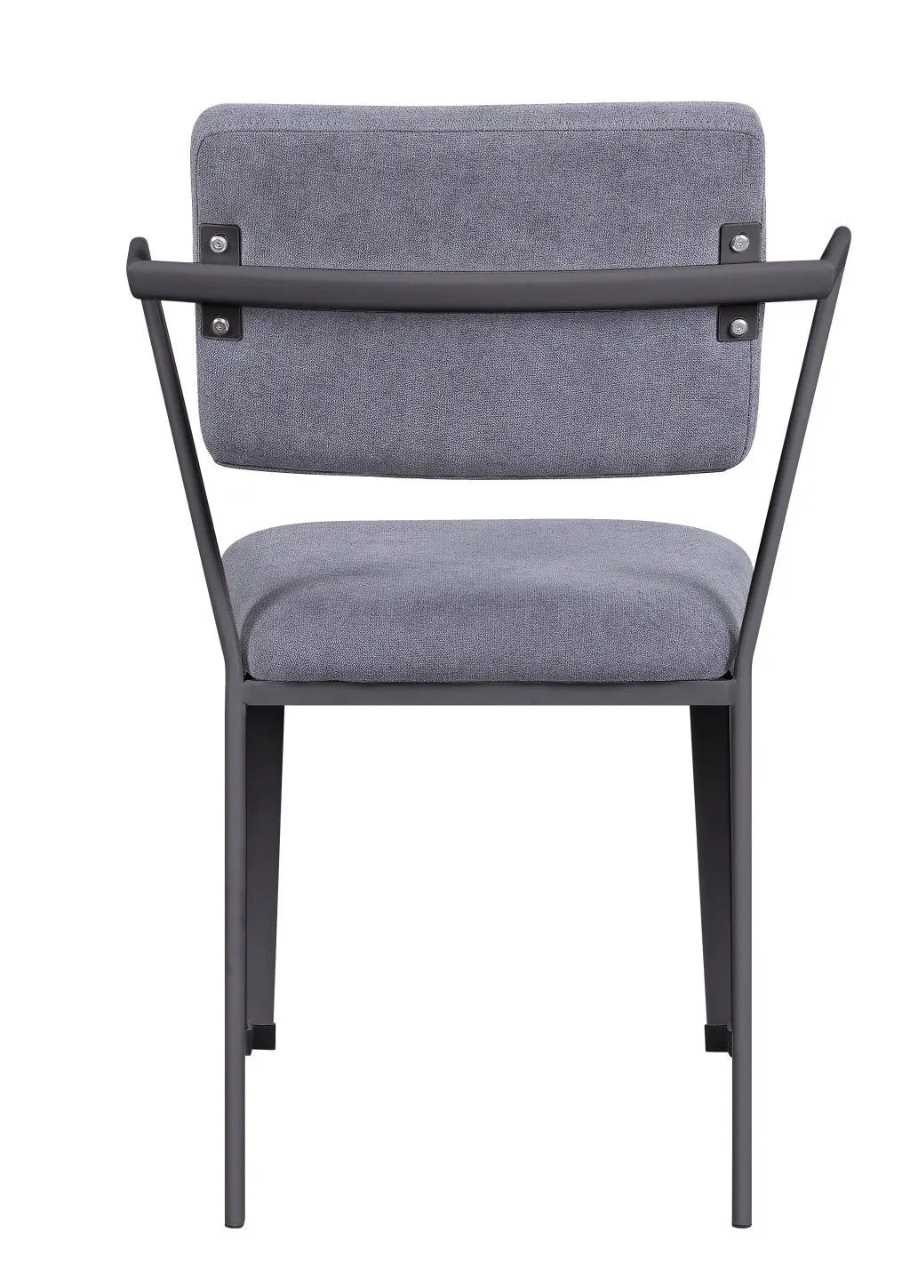 Set of Two Gray and Gunmetal Fabric Open Back Dining Side Chairs Homeroots Kitchen & Dining