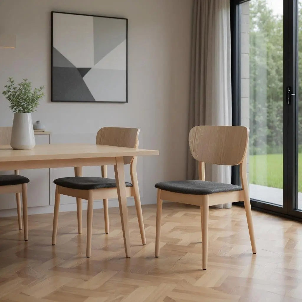 Set of Two Gray and Natural Upholstered Open Back Dining Side Chairs Homeroots Kitchen & Dining