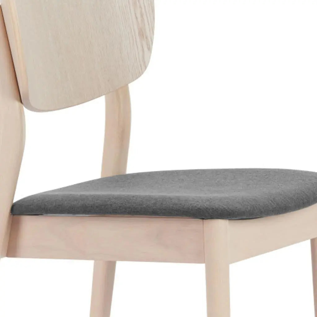 Set of Two Gray and Natural Upholstered Open Back Dining Side Chairs Homeroots Kitchen & Dining