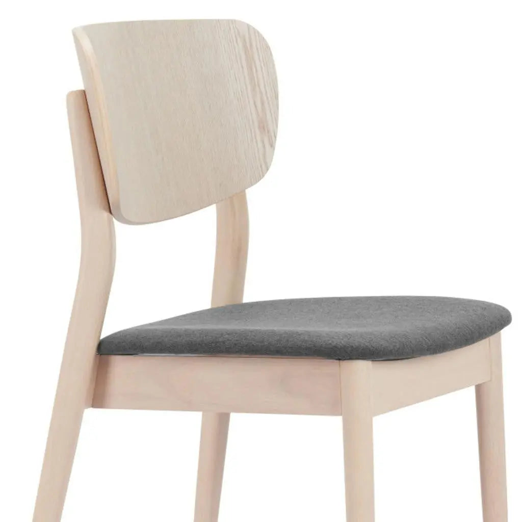 Set of Two Gray and Natural Upholstered Open Back Dining Side Chairs Homeroots Kitchen & Dining