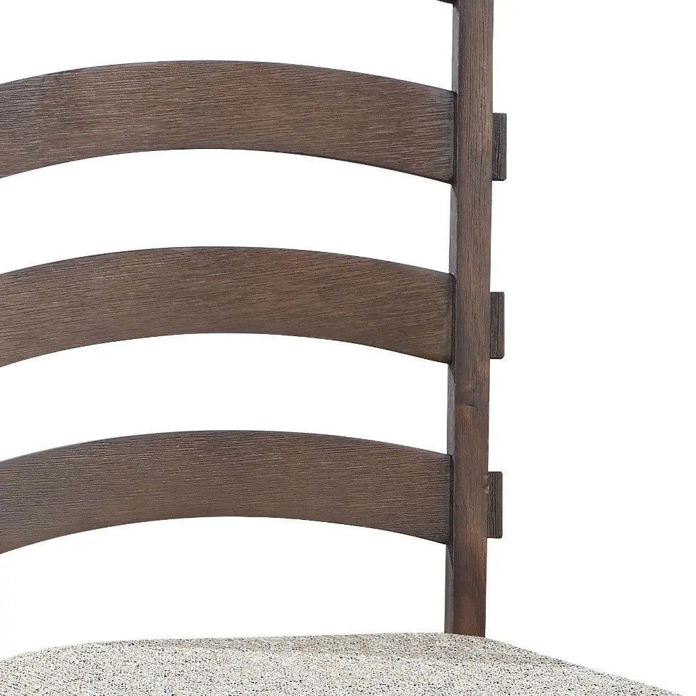 Set of Two Gray and Oak Fabric Ladder Back Dining Side Chairs Homeroots Kitchen & Dining