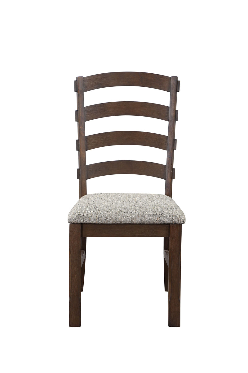 Set of Two Gray and Oak Fabric Ladder Back Dining Side Chairs Homeroots Kitchen & Dining