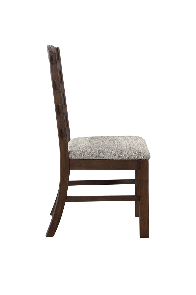 Set of Two Gray and Oak Fabric Ladder Back Dining Side Chairs Homeroots Kitchen & Dining