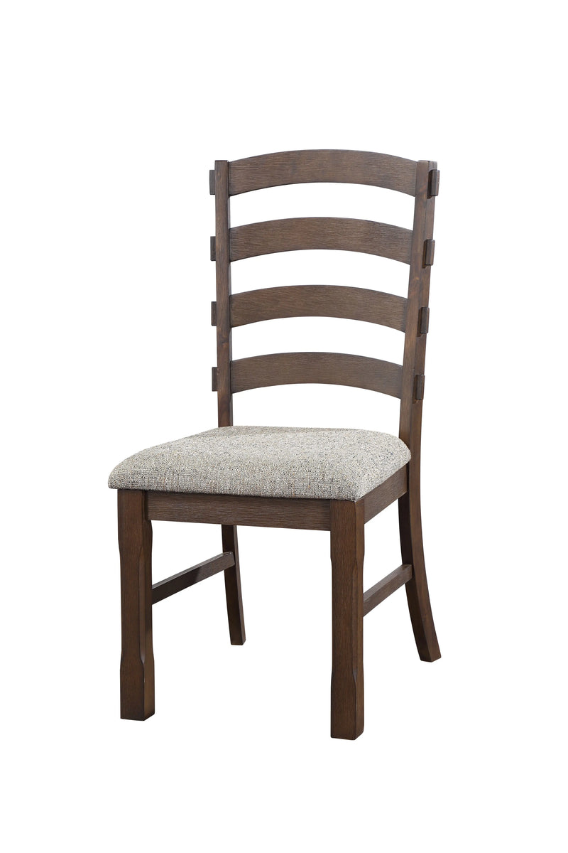 Set of Two Gray and Oak Fabric Ladder Back Dining Side Chairs Homeroots Kitchen & Dining