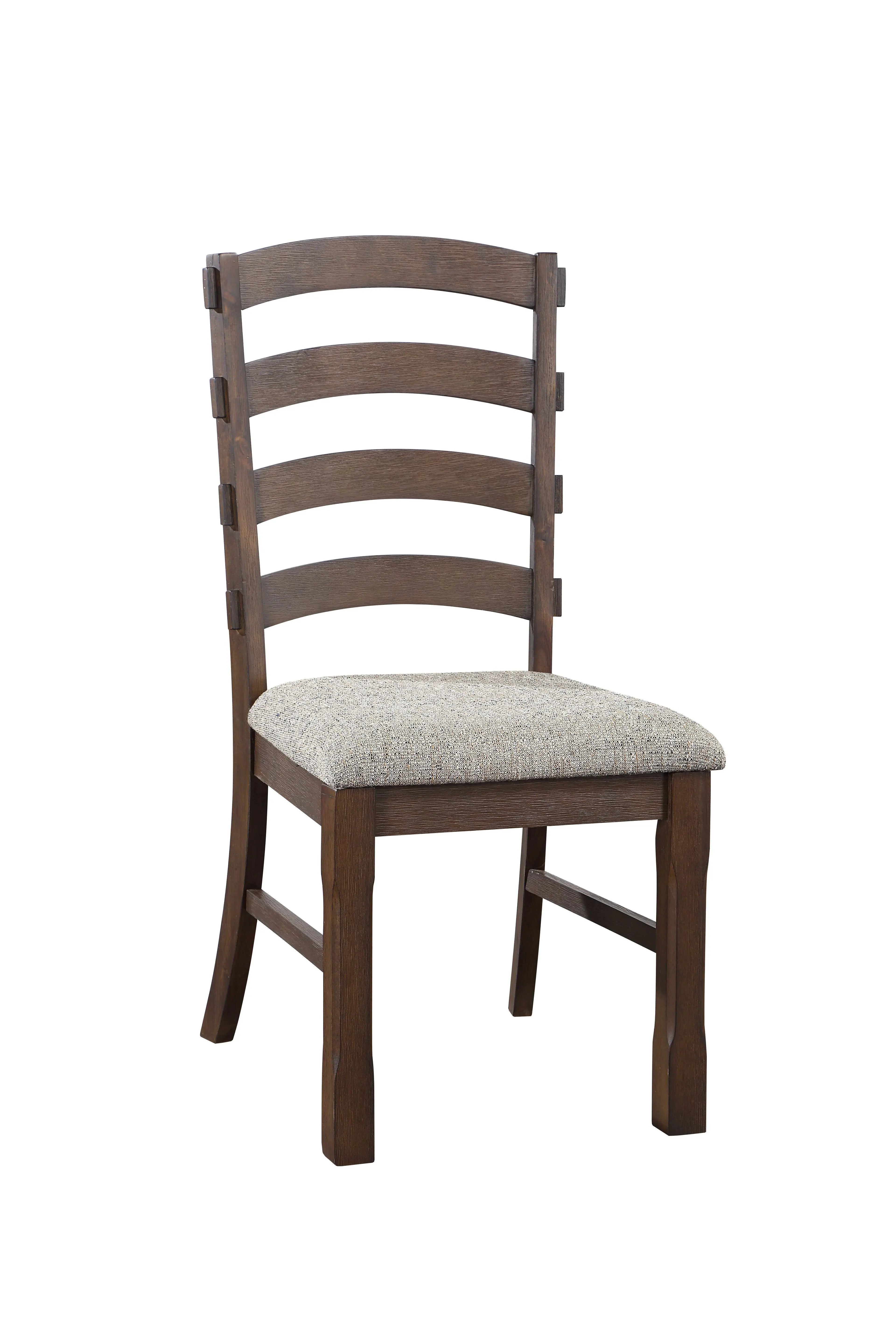 Set of Two Gray and Oak Fabric Ladder Back Dining Side Chairs Homeroots Kitchen & Dining