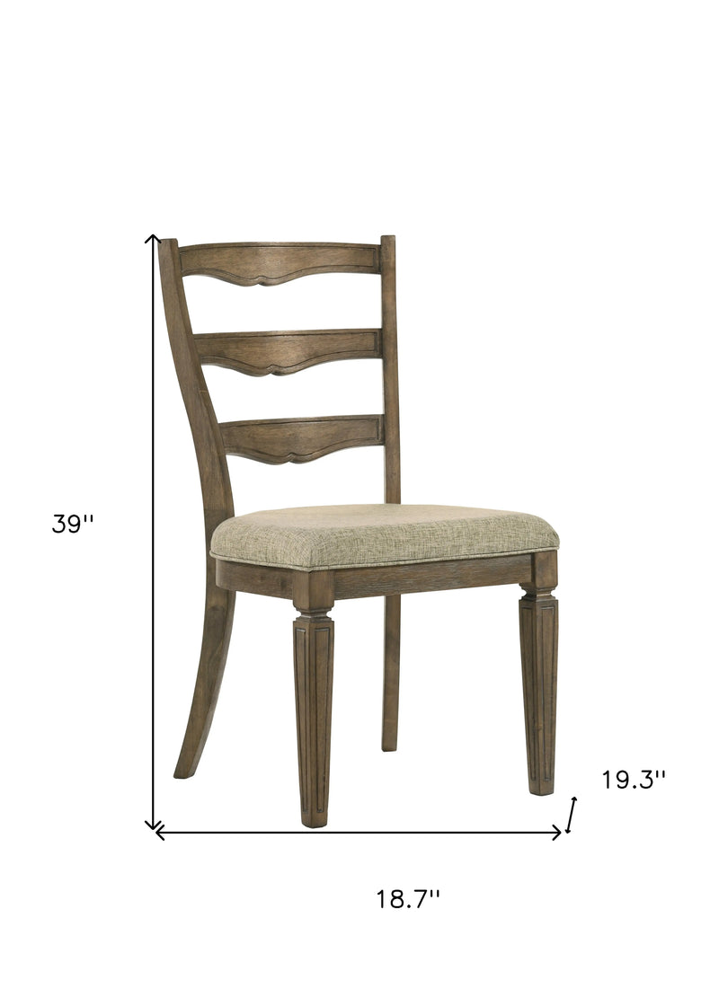 Set of Two Gray and Oak Fabric Open Back Dining Side Chairs Homeroots Kitchen & Dining