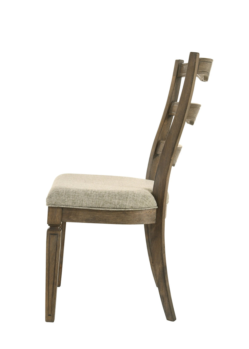 Set of Two Gray and Oak Fabric Open Back Dining Side Chairs Homeroots Kitchen & Dining