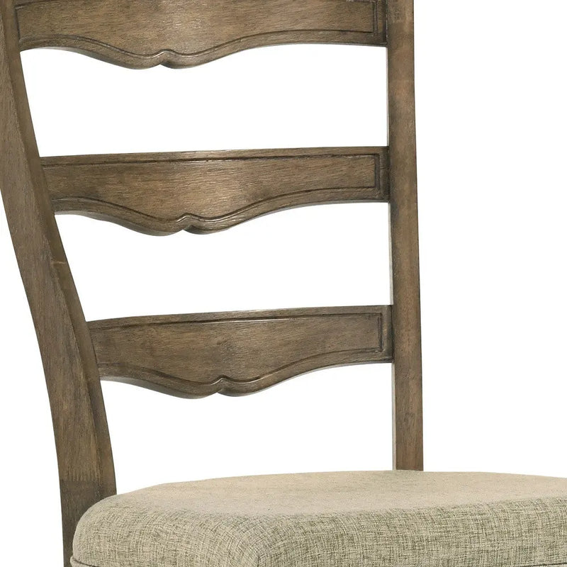 Set of Two Gray and Oak Fabric Open Back Dining Side Chairs Homeroots Kitchen & Dining