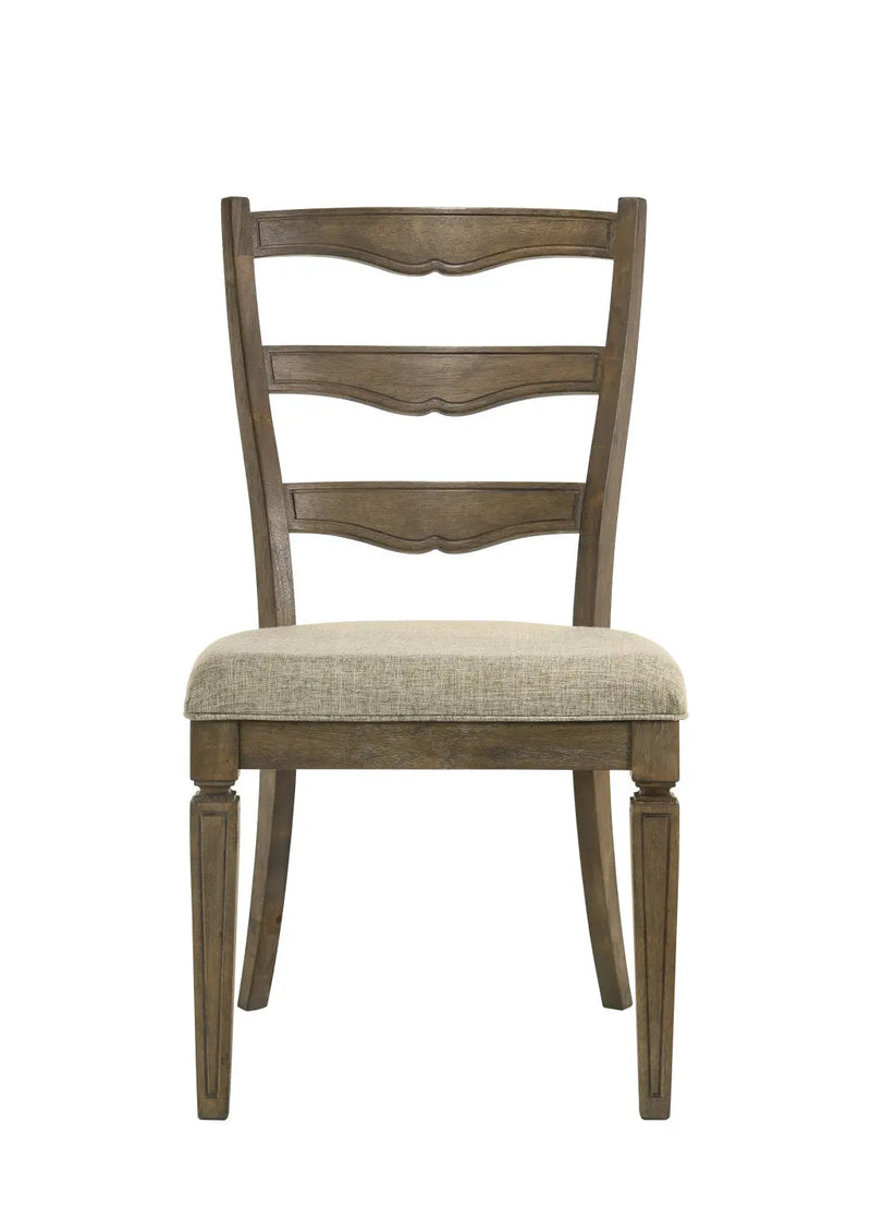 Set of Two Gray and Oak Fabric Open Back Dining Side Chairs Homeroots Kitchen & Dining