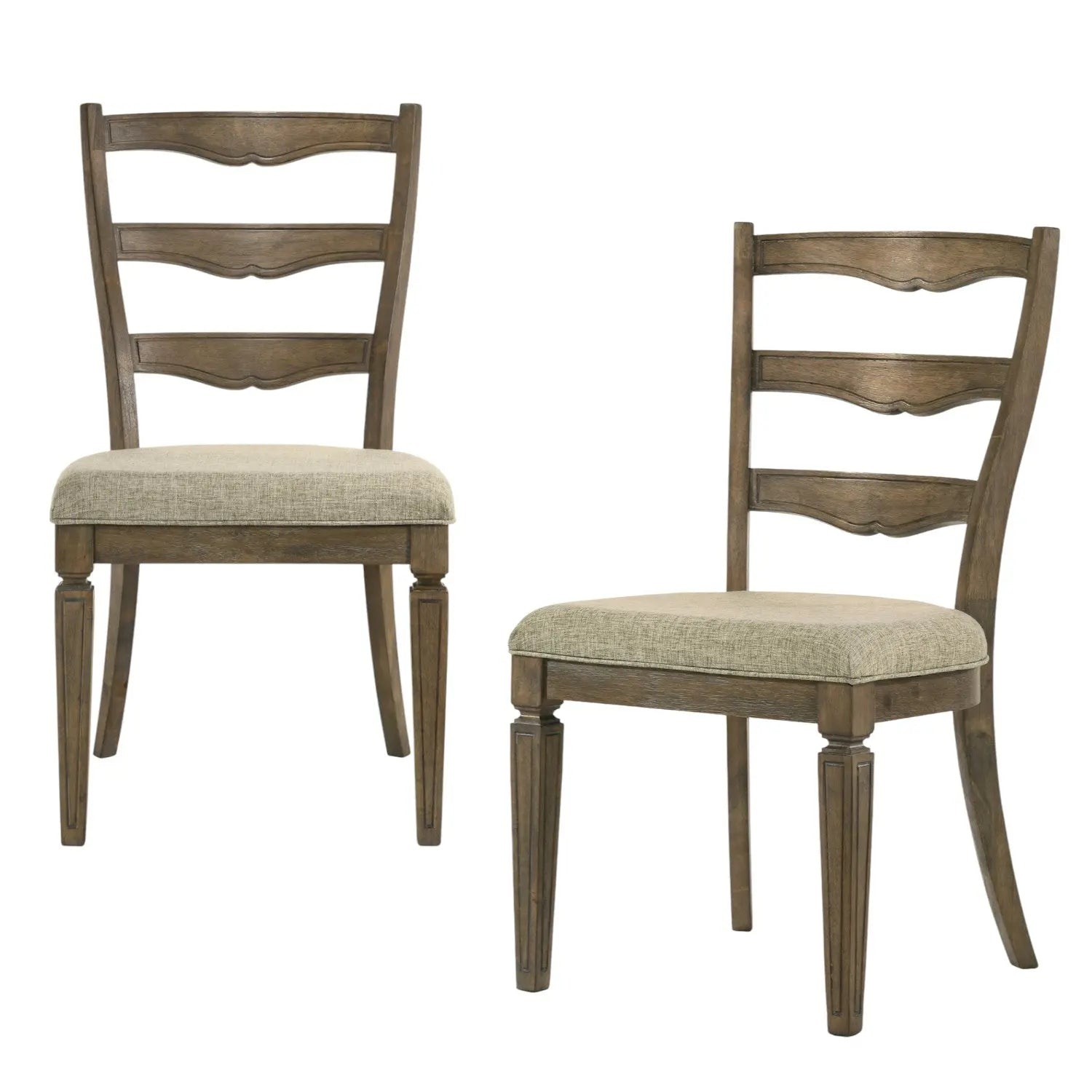 Set of Two Gray and Oak Fabric Open Back Dining Side Chairs Homeroots Kitchen & Dining