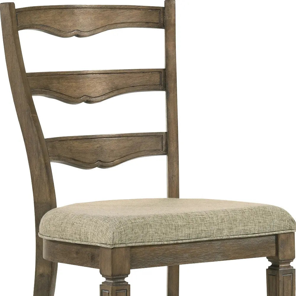 Set of Two Gray and Oak Fabric Open Back Dining Side Chairs Homeroots Kitchen & Dining