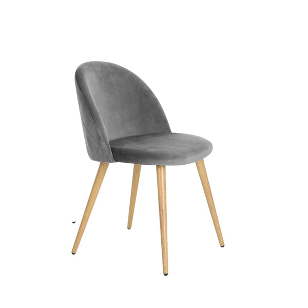 Set of Two Gray and Oak Velvet and Metal Dining Side Chairs Homeroots Kitchen & Dining