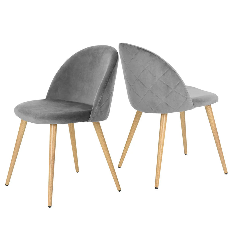 Set of Two Gray and Oak Velvet and Metal Dining Side Chairs Homeroots Kitchen & Dining