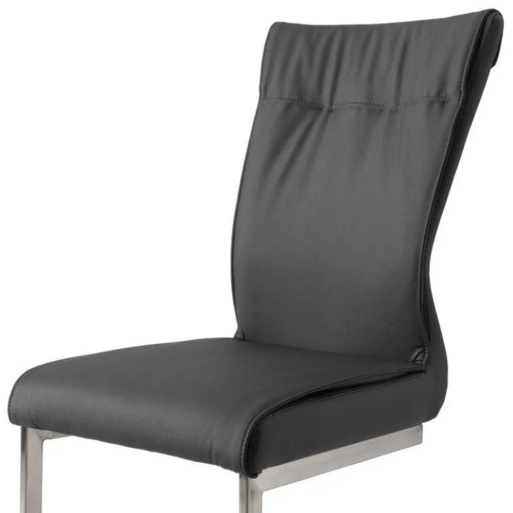 Set of Two Gray and Silver Faux Leather Dining Side Chairs Homeroots Kitchen & Dining