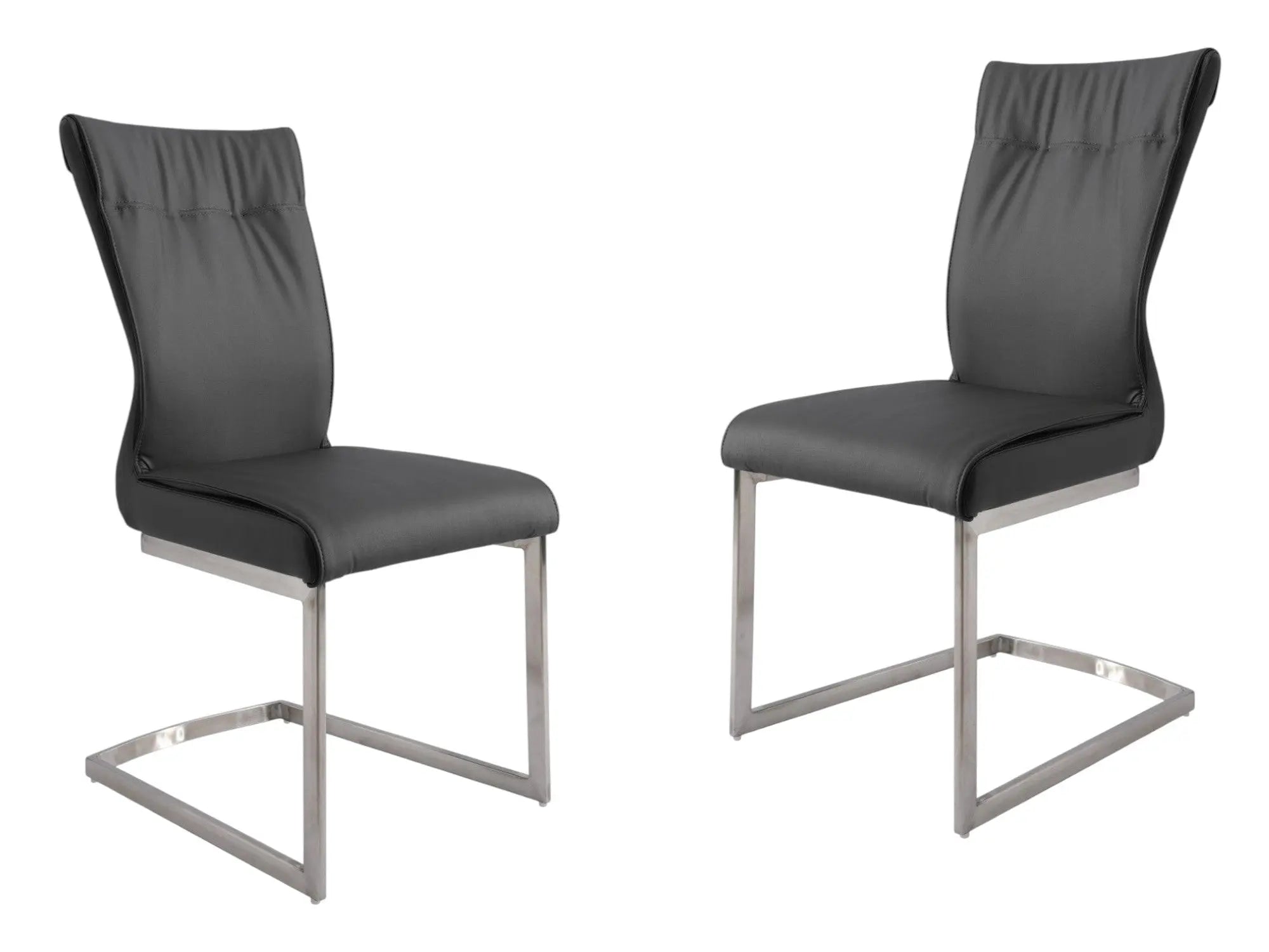 Set of Two Gray and Silver Faux Leather Dining Side Chairs Homeroots Kitchen & Dining