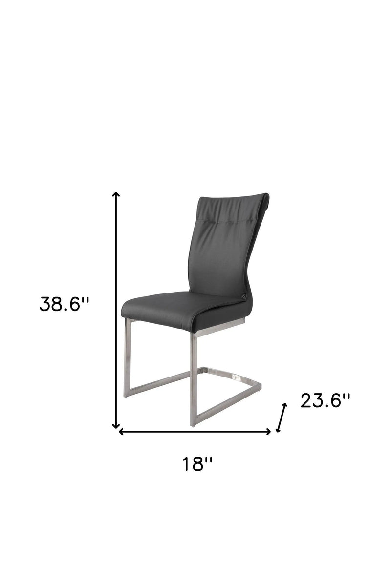 Set of Two Gray and Silver Faux Leather Dining Side Chairs Homeroots Kitchen & Dining