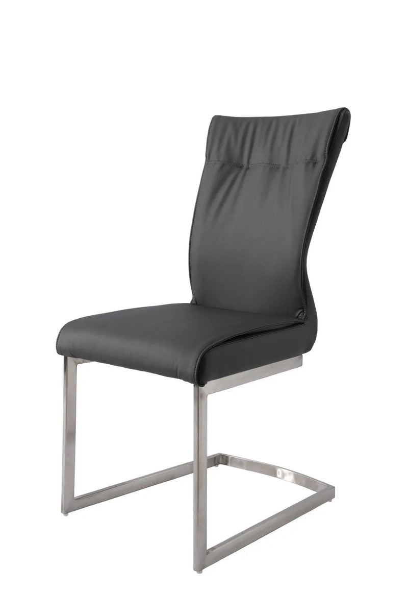 Set of Two Gray and Silver Faux Leather Dining Side Chairs Homeroots Kitchen & Dining