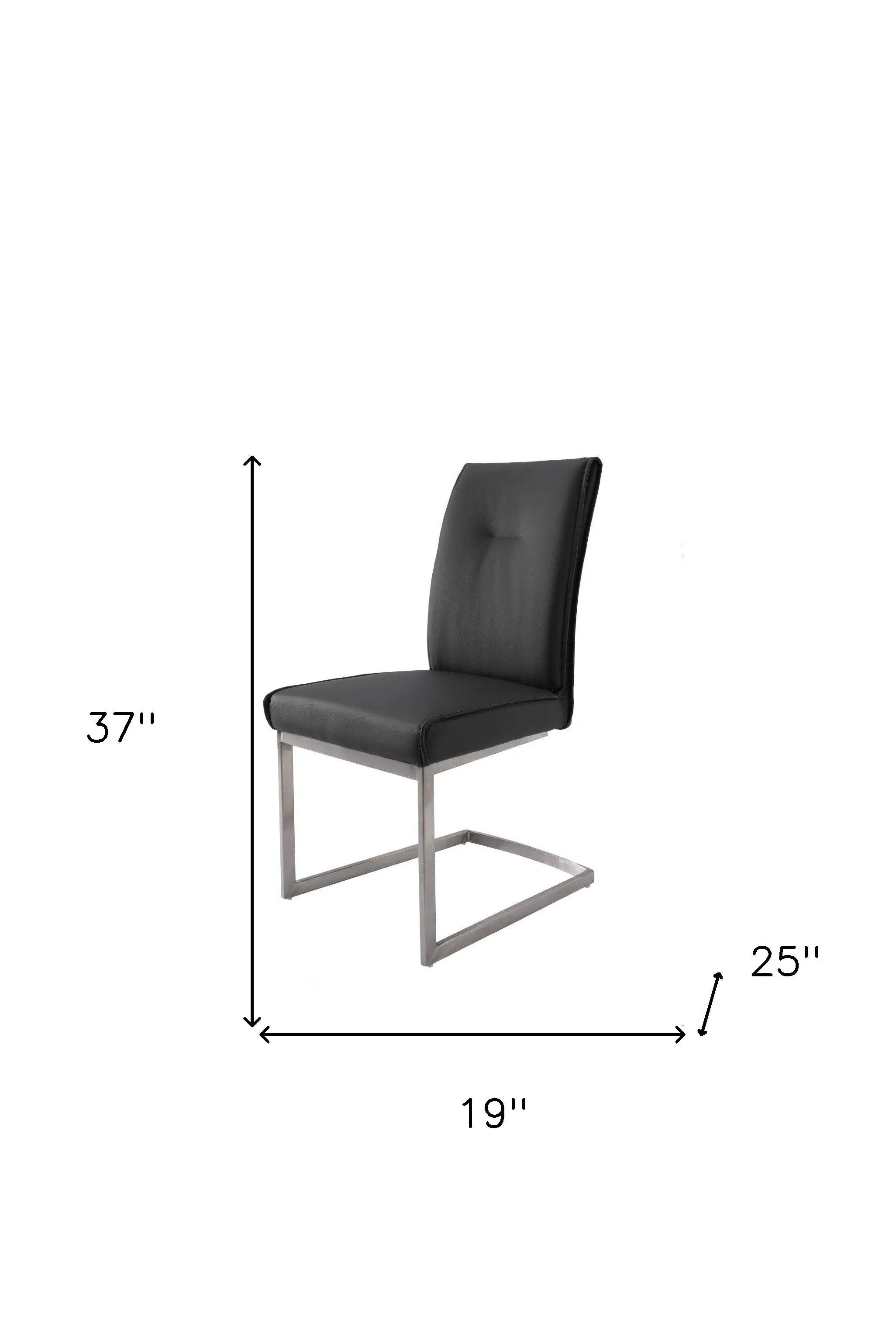 Set of Two Gray and Silver Faux Leather Dining Side Chairs Homeroots Kitchen & Dining