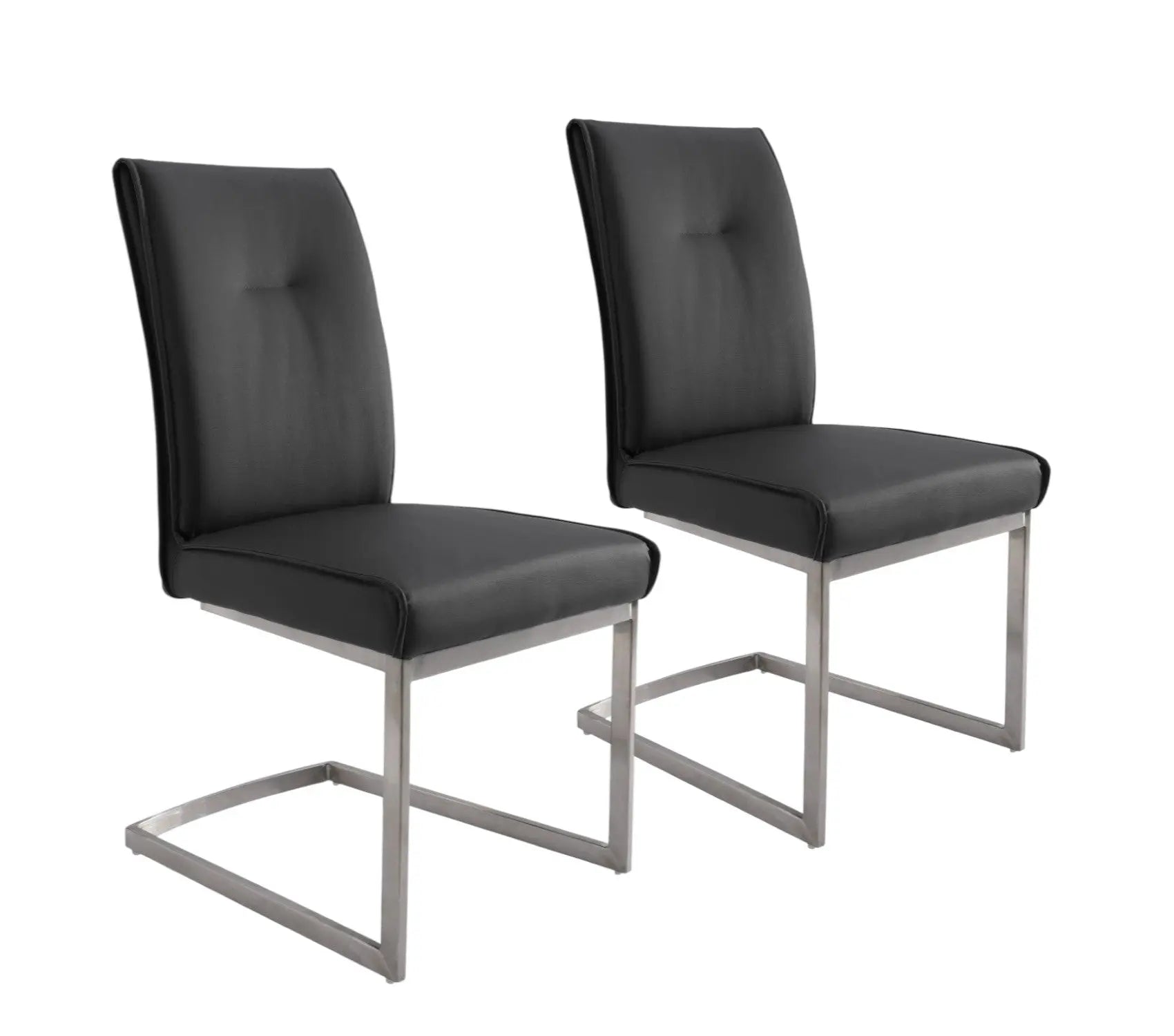 Set of Two Gray and Silver Faux Leather Dining Side Chairs Homeroots Kitchen & Dining