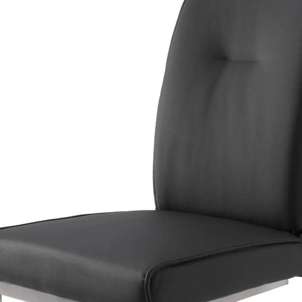 Set of Two Gray and Silver Faux Leather Dining Side Chairs Homeroots Kitchen & Dining