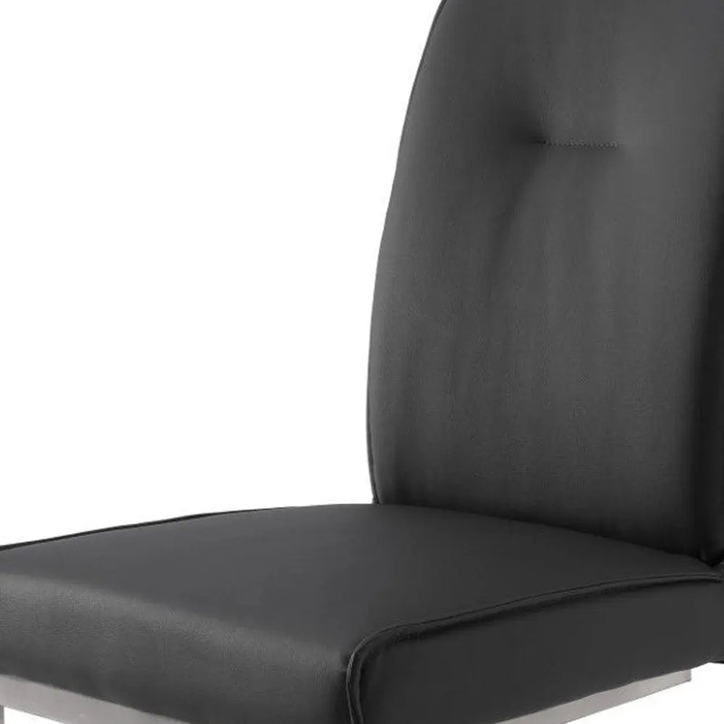 Set of Two Gray and Silver Faux Leather Dining Side Chairs Homeroots Kitchen & Dining
