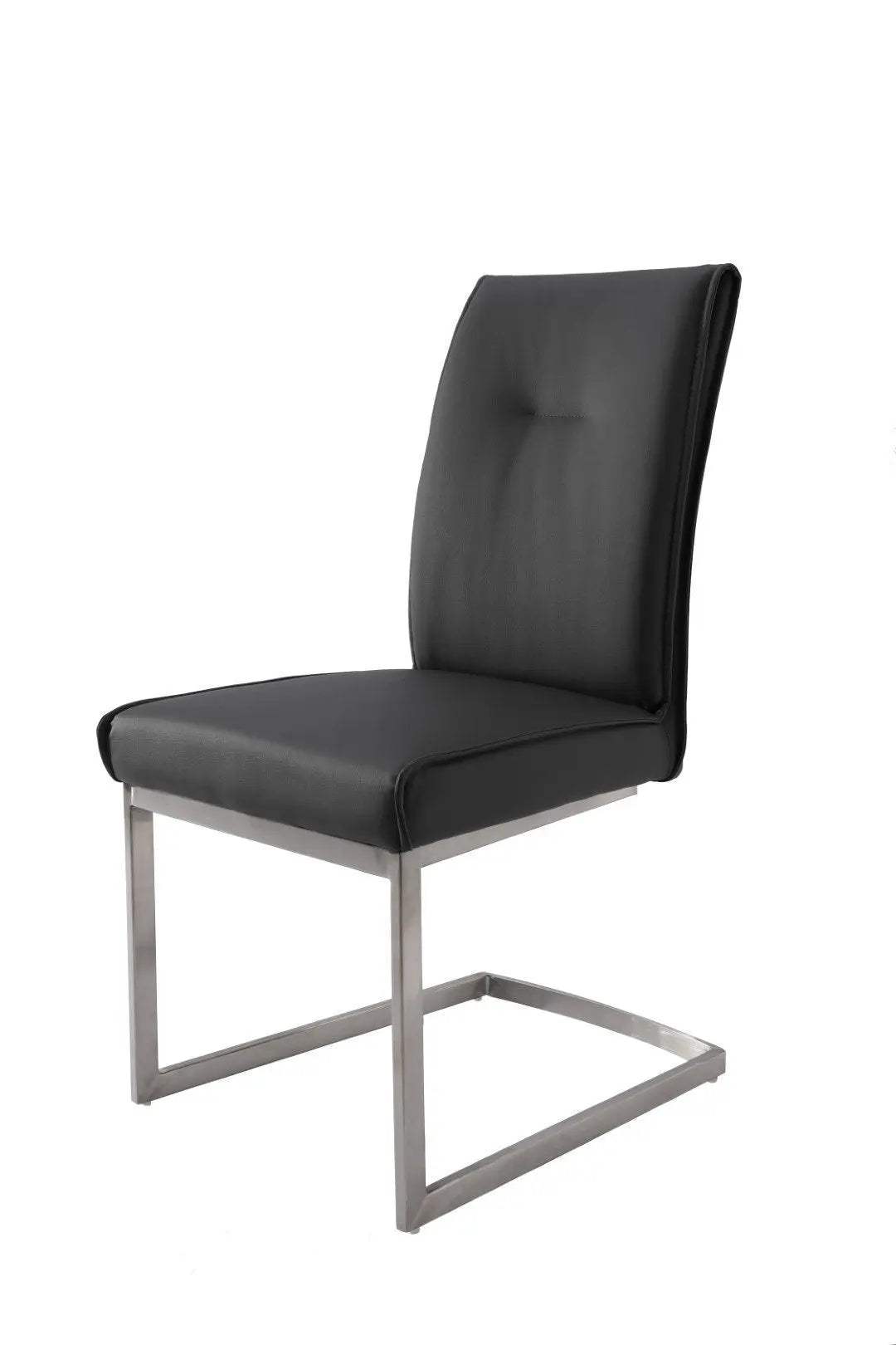 Set of Two Gray and Silver Faux Leather Dining Side Chairs Homeroots Kitchen & Dining