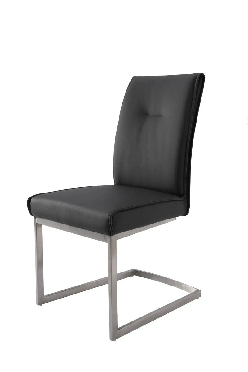 Set of Two Gray and Silver Faux Leather Dining Side Chairs Homeroots Kitchen & Dining