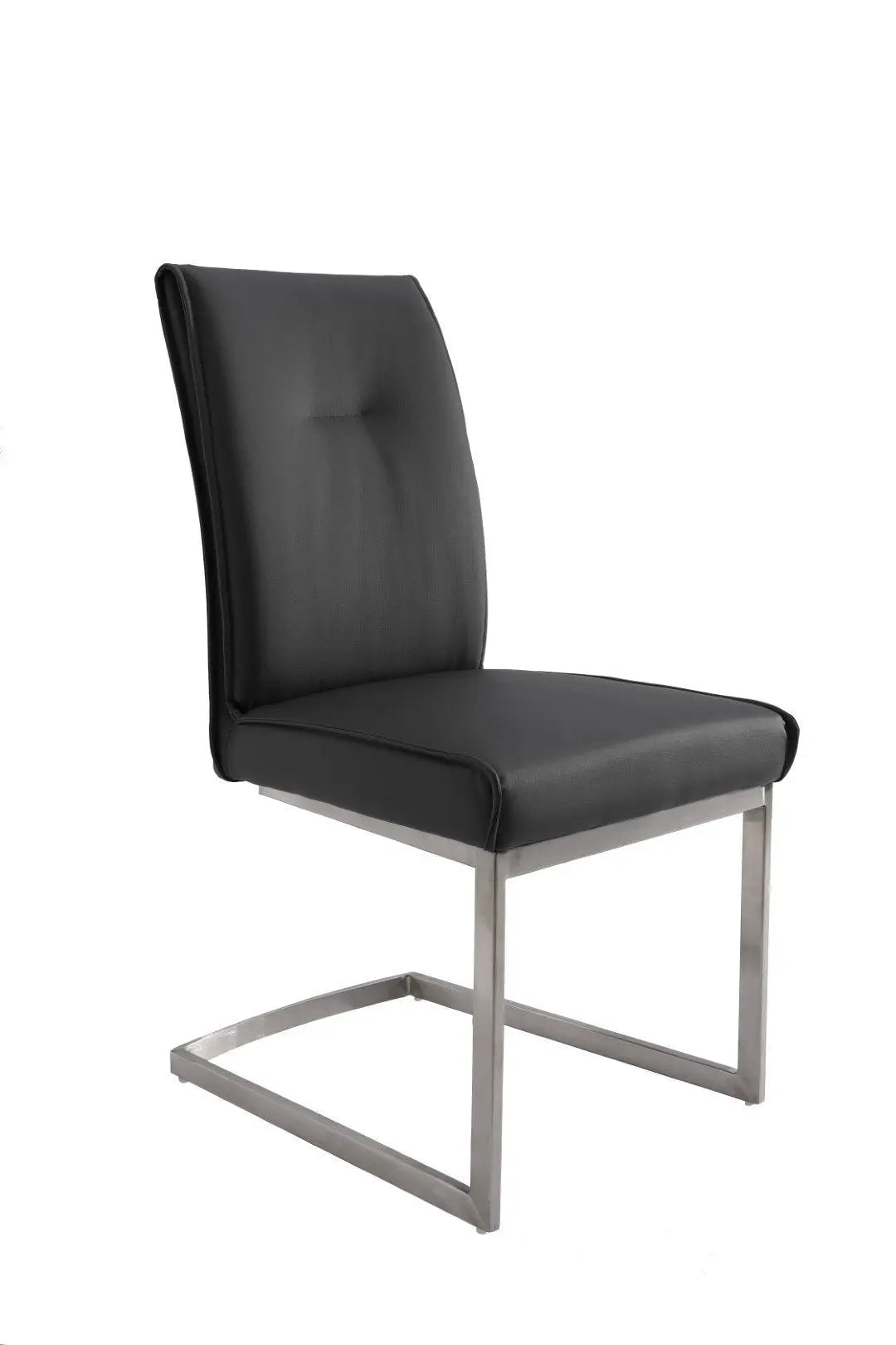 Set of Two Gray and Silver Faux Leather Dining Side Chairs Homeroots Kitchen & Dining