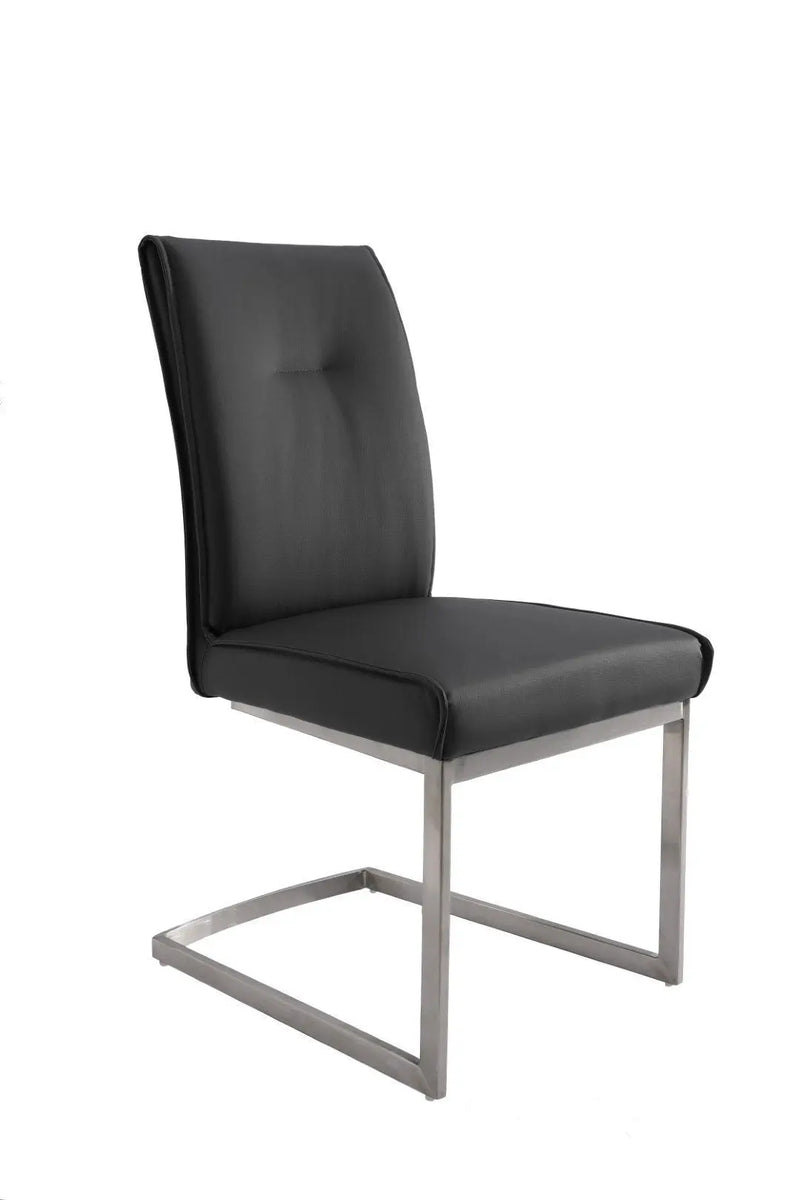 Set of Two Gray and Silver Faux Leather Dining Side Chairs Homeroots Kitchen & Dining