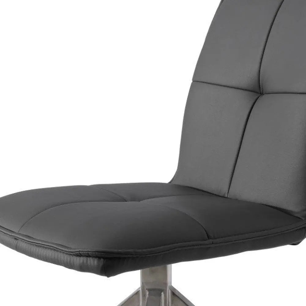 Set of Two Gray and Silver Faux Leather Swivel Dining Side Chairs Homeroots Kitchen & Dining