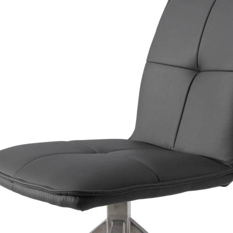 Set of Two Gray and Silver Faux Leather Swivel Dining Side Chairs Homeroots Kitchen & Dining