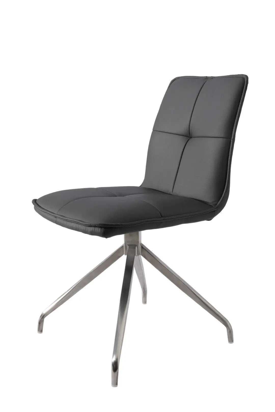 Set of Two Gray and Silver Faux Leather Swivel Dining Side Chairs Homeroots Kitchen & Dining