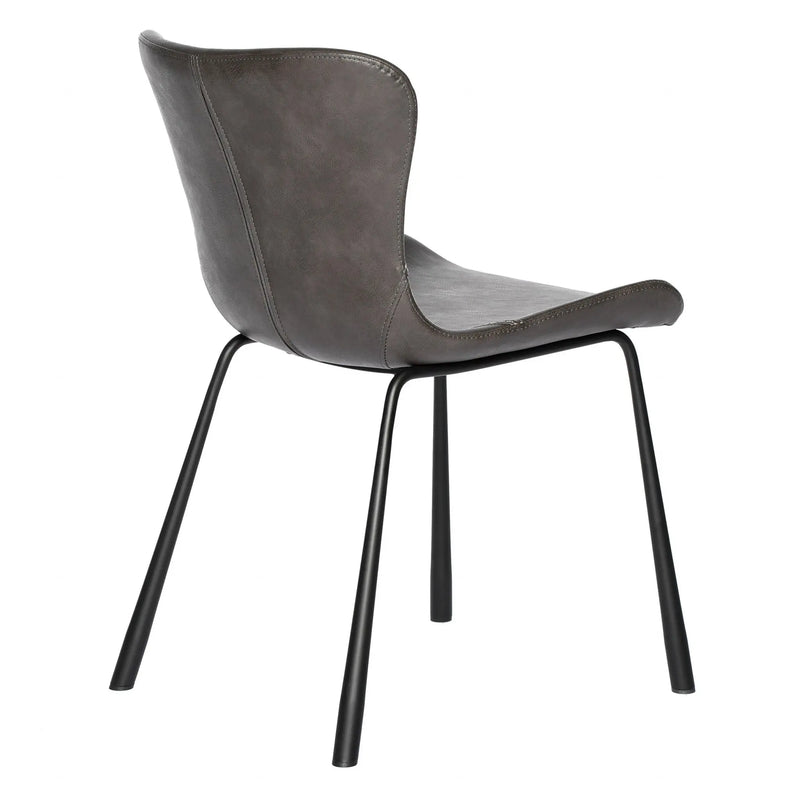 Set of Two Gray and Silver Upholstered Leather Dining Side Chairs Homeroots Kitchen & Dining