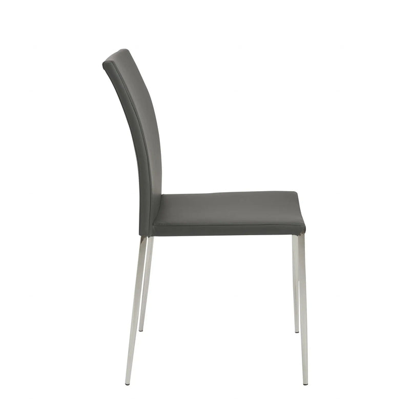 Set of Two Gray and Silver Upholstered Leather Dining Side Chairs Homeroots Kitchen & Dining