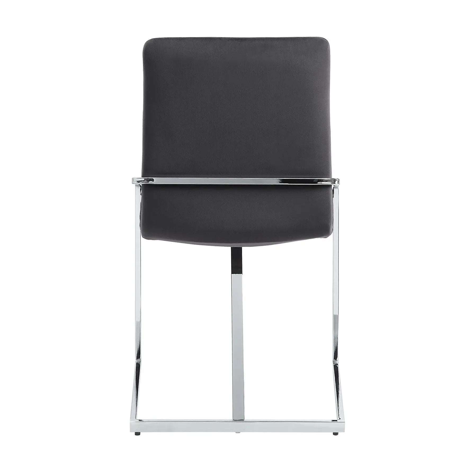Set of Two Gray and Silver Upholstered Velvet And Metal Dining Side Chairs Homeroots Kitchen & Dining