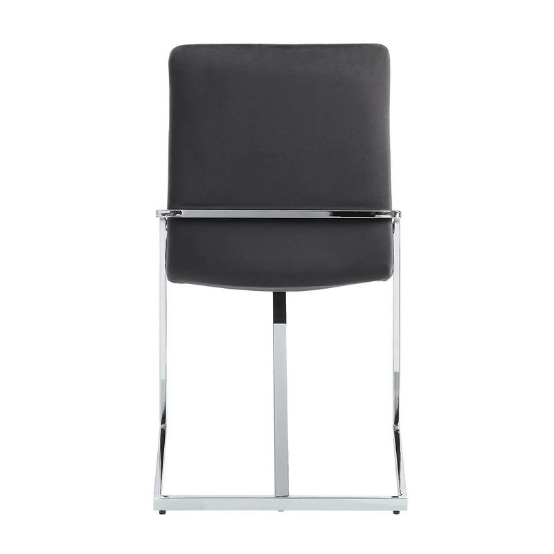 Set of Two Gray and Silver Upholstered Velvet And Metal Dining Side Chairs Homeroots Kitchen & Dining
