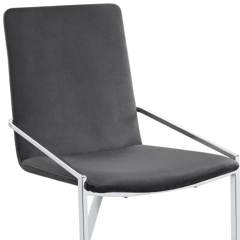 Set of Two Gray and Silver Upholstered Velvet And Metal Dining Side Chairs Homeroots Kitchen & Dining
