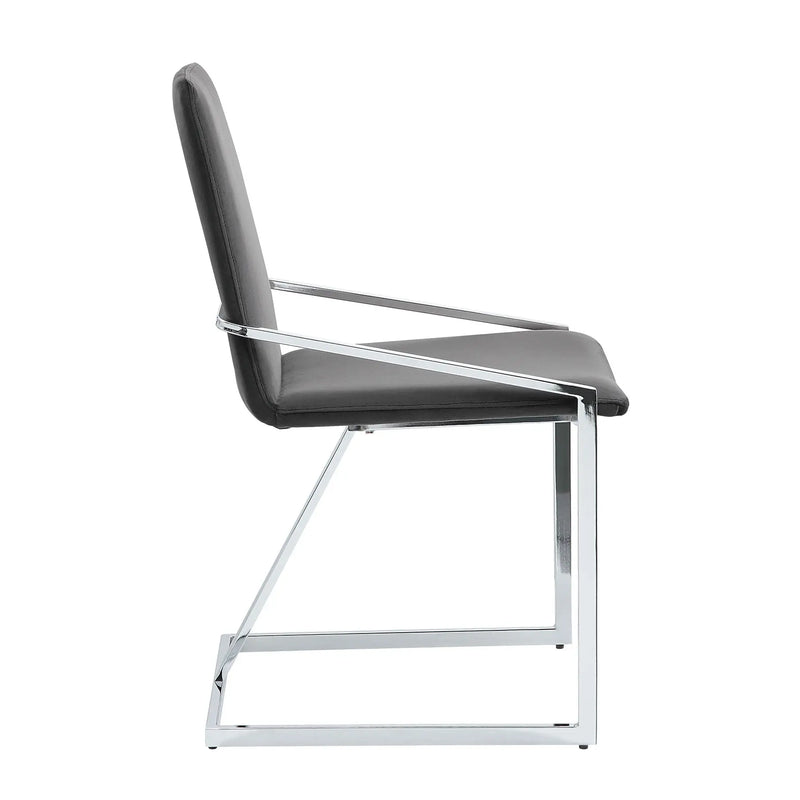 Set of Two Gray and Silver Upholstered Velvet And Metal Dining Side Chairs Homeroots Kitchen & Dining