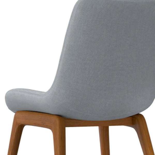 Set of Two Gray and Walnut Solid Wood Dining Parsons Chairs Homeroots Kitchen & Dining