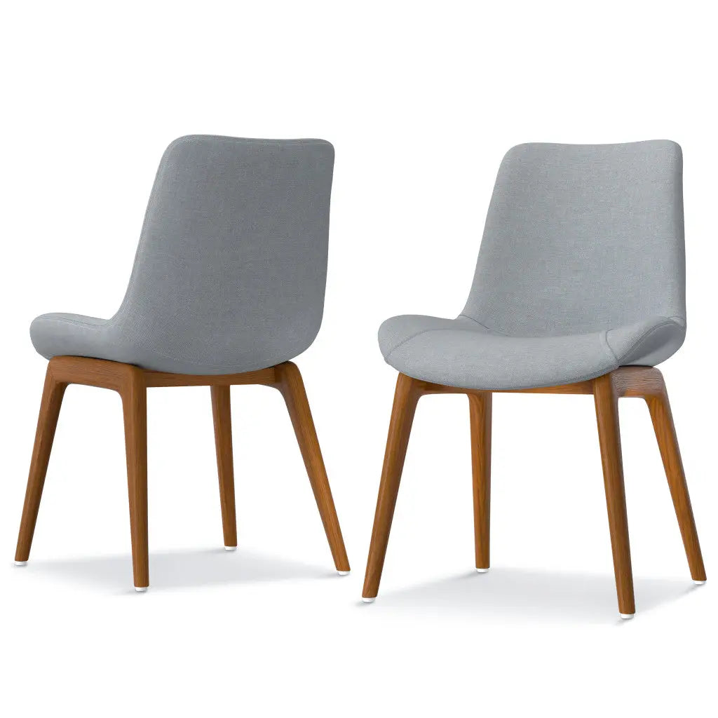 Set of Two Gray and Walnut Solid Wood Dining Parsons Chairs Homeroots Kitchen & Dining