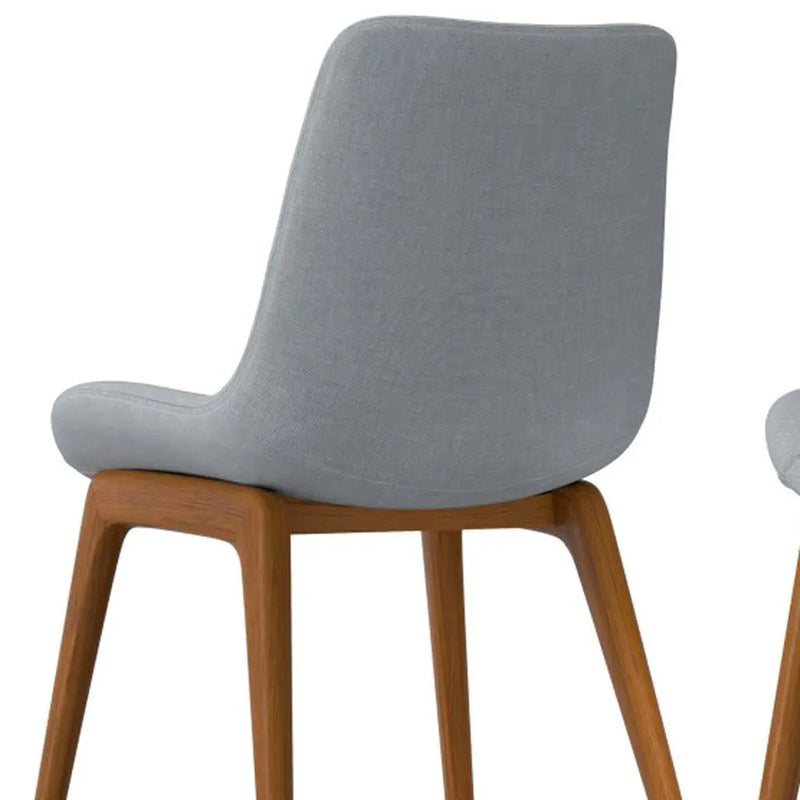 Set of Two Gray and Walnut Solid Wood Dining Parsons Chairs Homeroots Kitchen & Dining