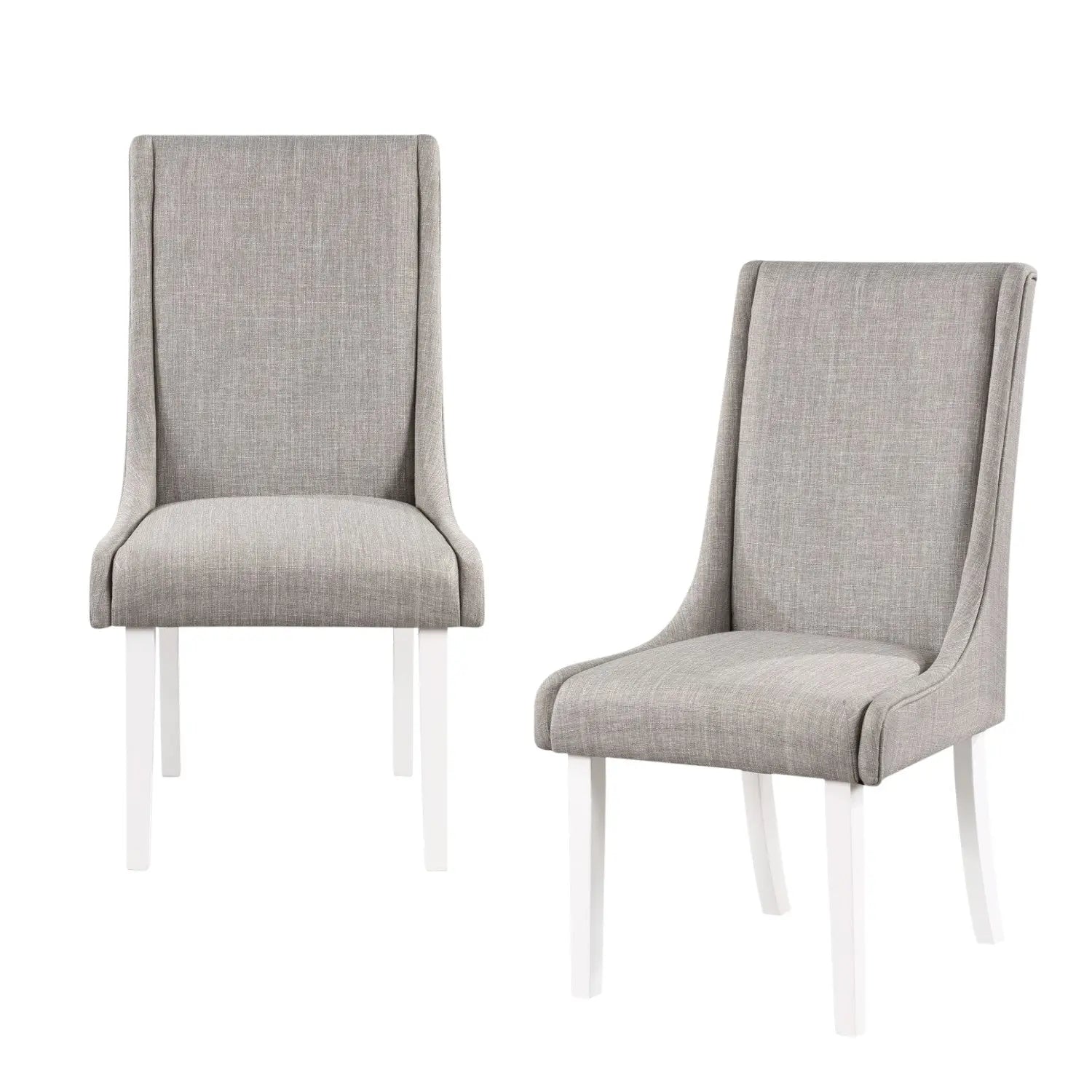 Set of Two Gray and White Linen Dining Side Chairs Homeroots Kitchen & Dining
