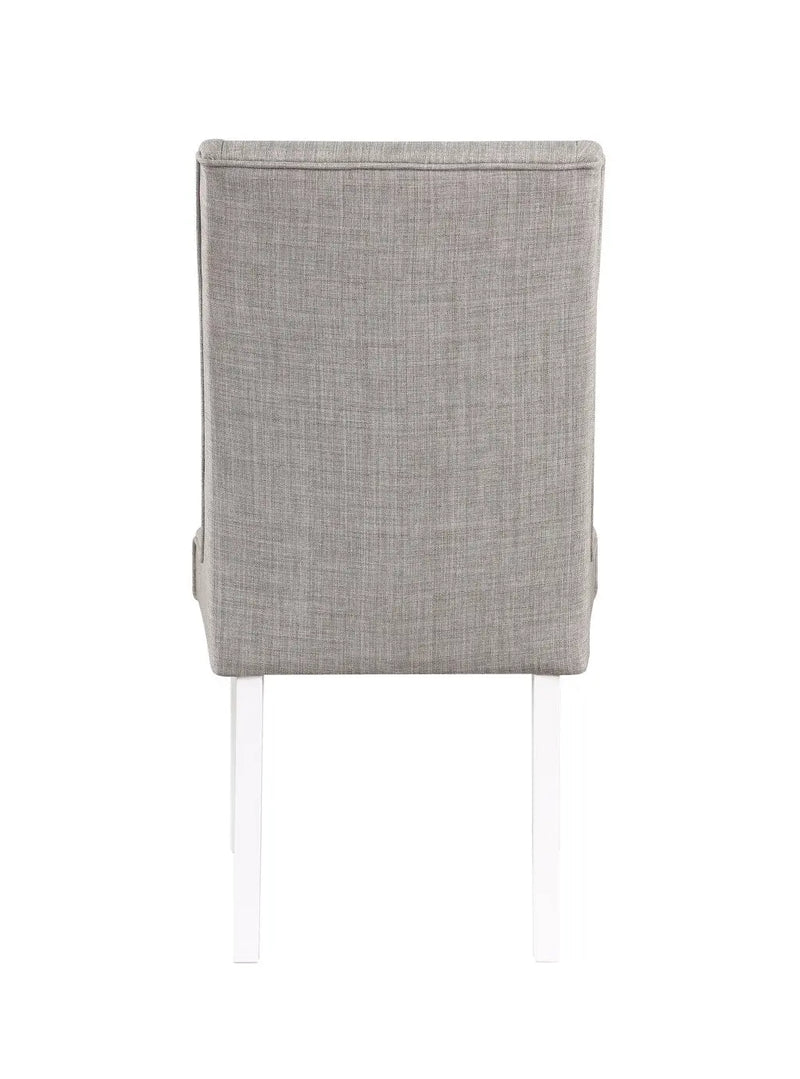 Set of Two Gray and White Linen Dining Side Chairs Homeroots Kitchen & Dining